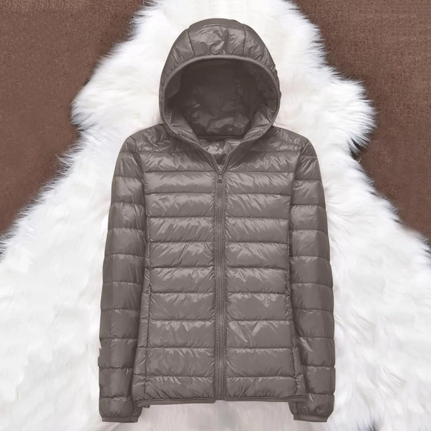 Winter Coats Womens Lightweight Packable Hooded Puffer Jacket Down Coats Waterproof Ski Jacket Warm Windproof Trench Coat