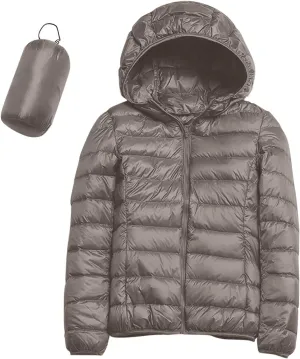 Winter Coats Womens Lightweight Packable Hooded Puffer Jacket Down Coats Waterproof Ski Jacket Warm Windproof Trench Coat