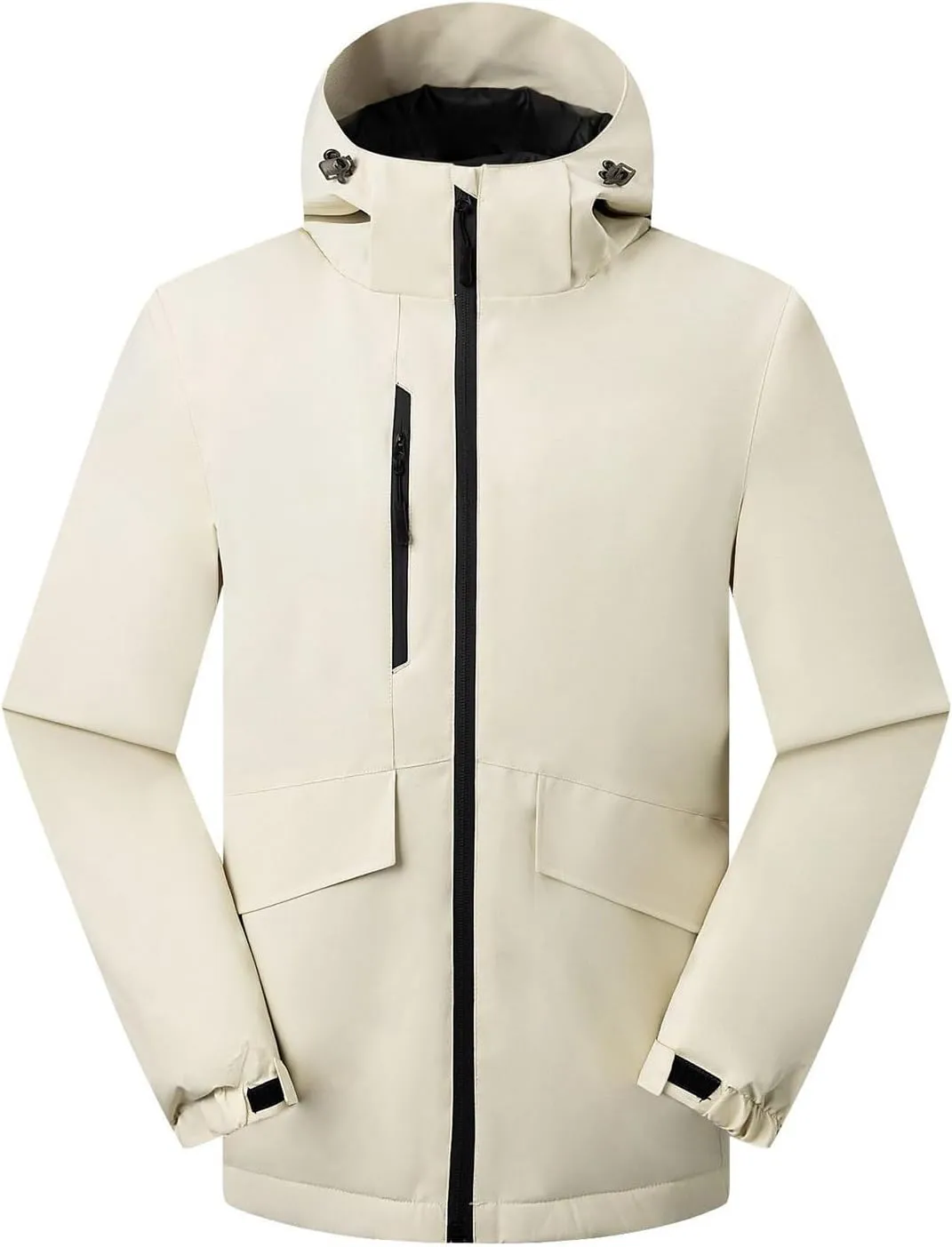 Winter Windproof Jackets for Men Full Zip Thicken Insulated Jackets Thermal Hooded Coats for Outdoor Hiking Snow Ski
