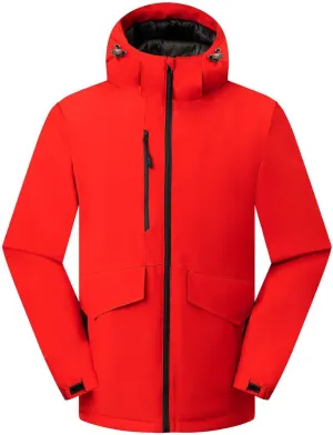 Winter Windproof Jackets for Men Full Zip Thicken Insulated Jackets Thermal Hooded Coats for Outdoor Hiking Snow Ski