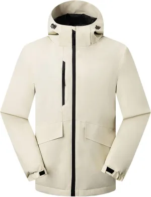 Winter Windproof Jackets for Men Full Zip Thicken Insulated Jackets Thermal Hooded Coats for Outdoor Hiking Snow Ski