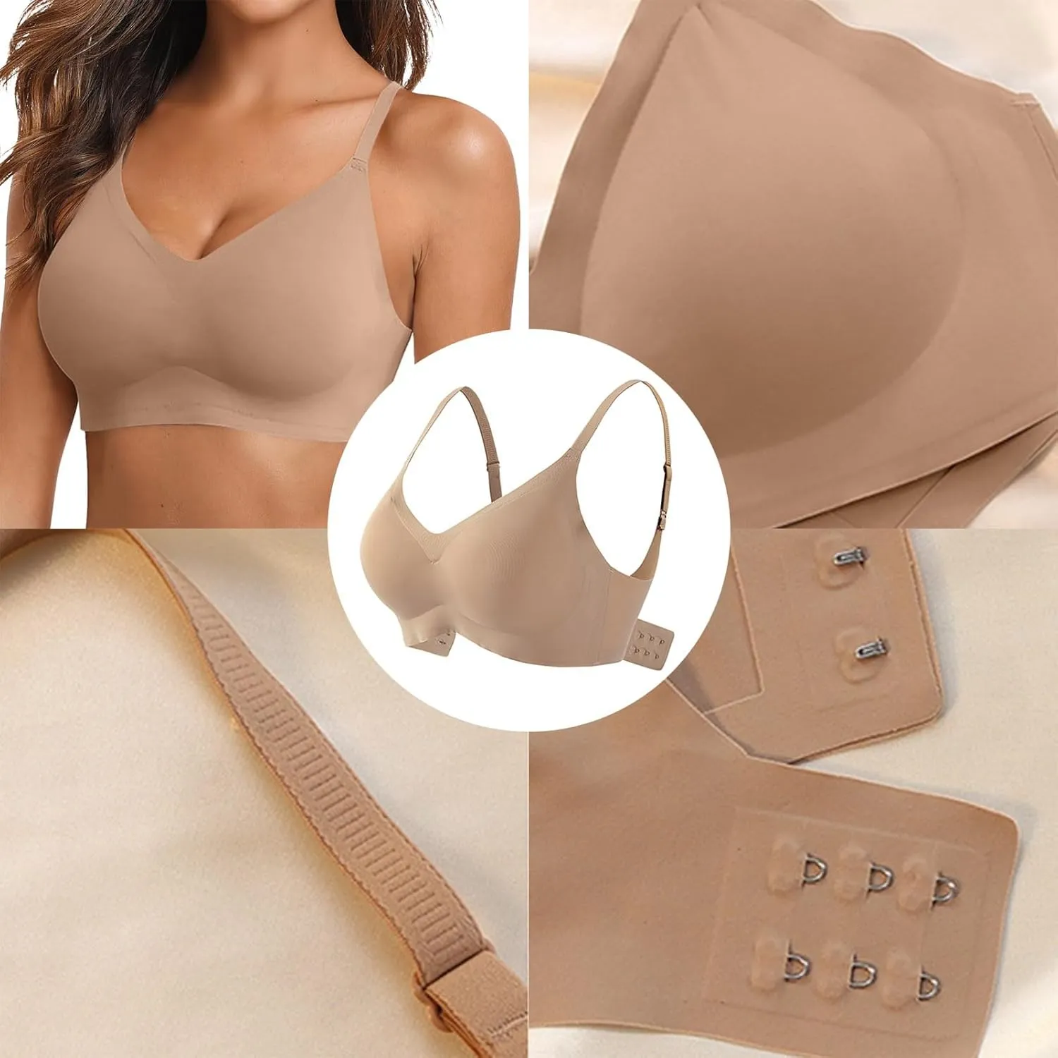 Wireless Push Up Bra - Seamless Lifting Bras with Anti-Sagging Super Gather for Older Women