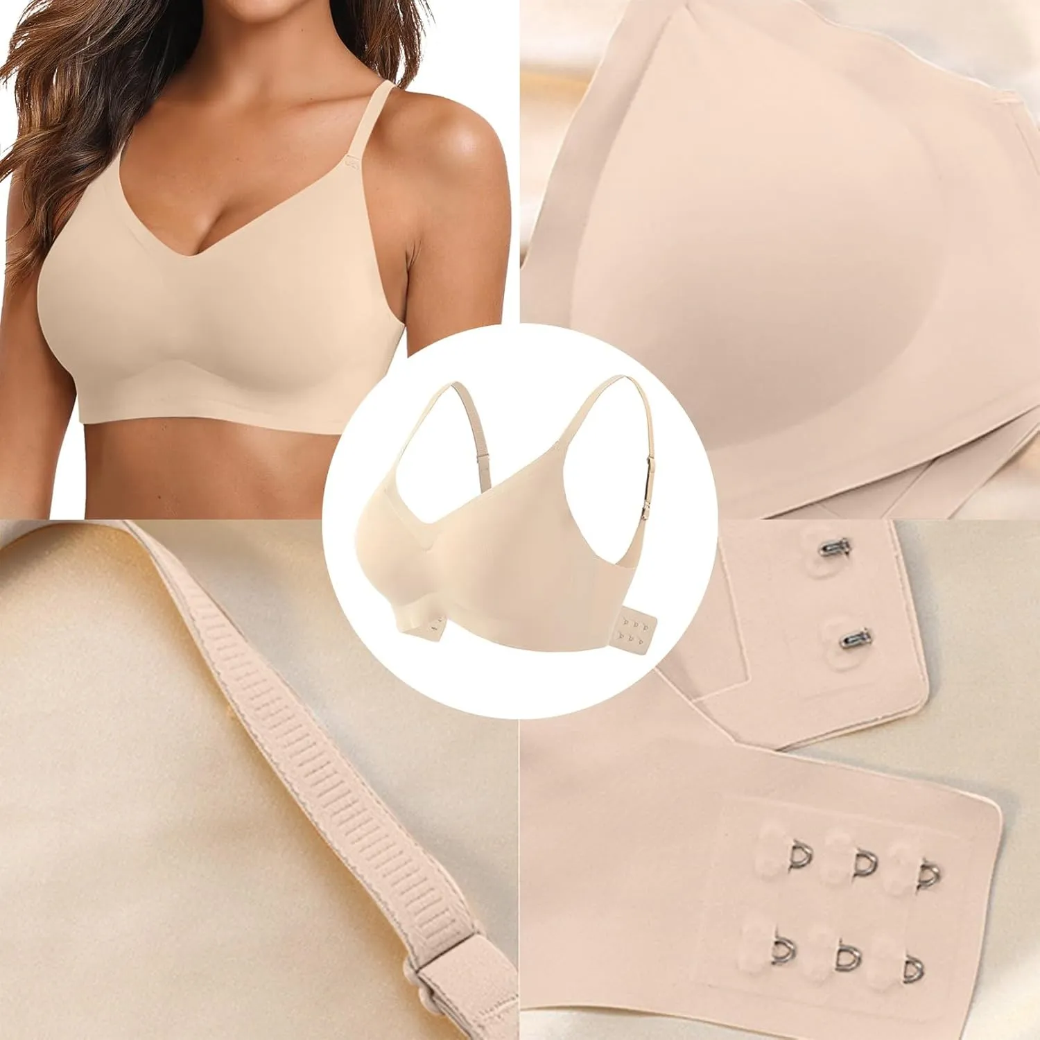 Wireless Push Up Bra - Seamless Lifting Bras with Anti-Sagging Super Gather for Older Women