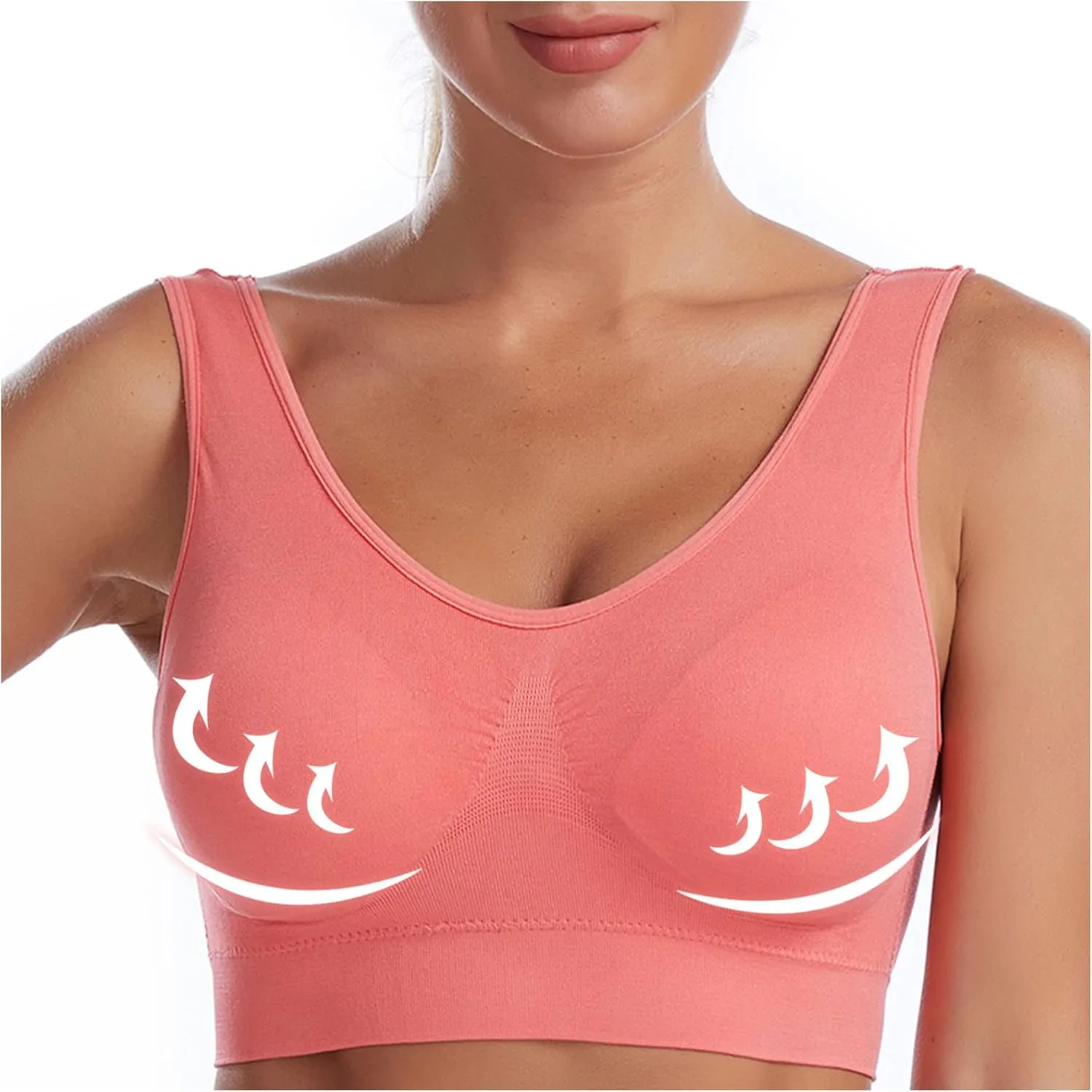 Womans Wireless Breathable Gathering Sports Bra Traceless Comfortable No Steel Ring Vest Everyday Sleep Bras