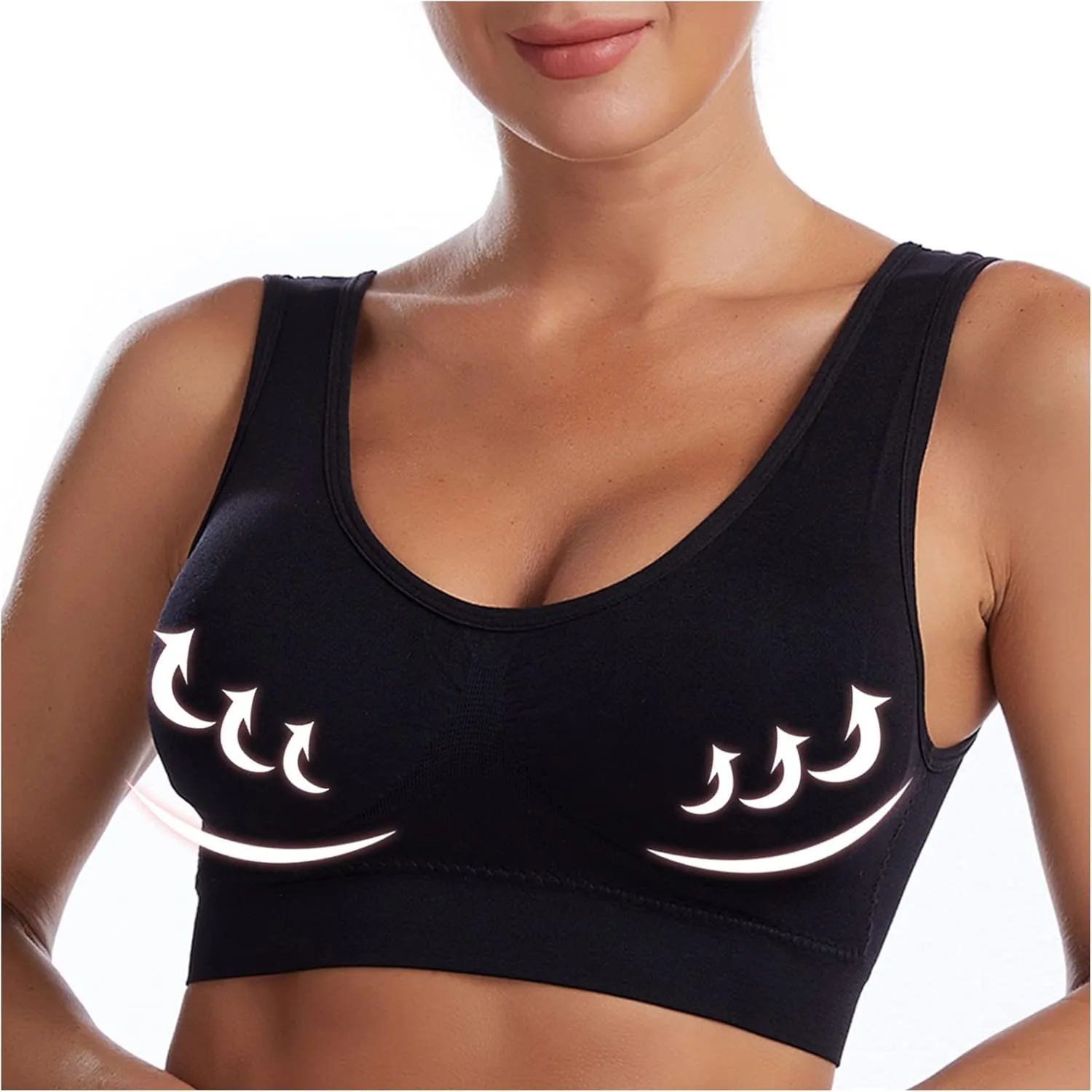 Womans Wireless Breathable Gathering Sports Bra Traceless Comfortable No Steel Ring Vest Everyday Sleep Bras