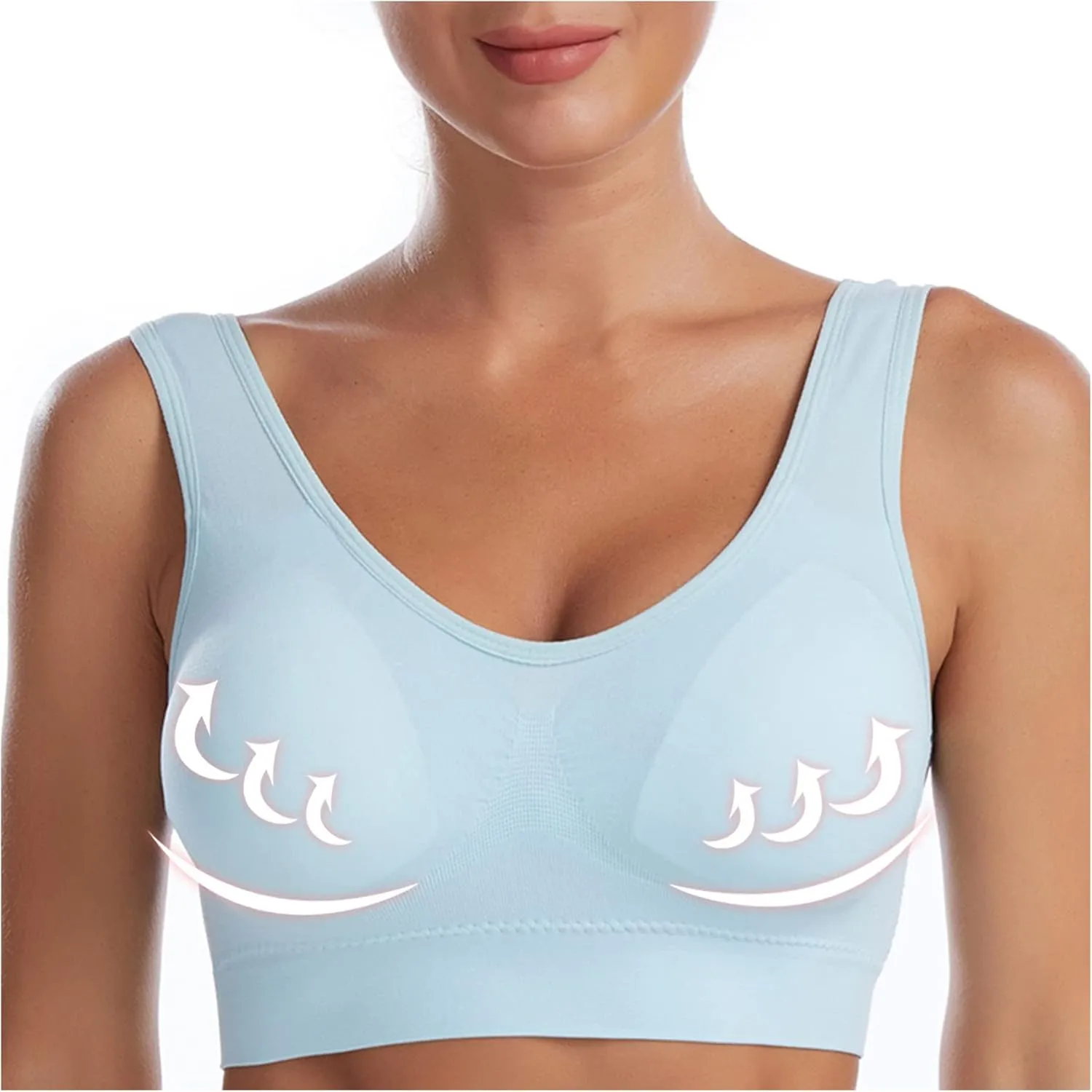 Womans Wireless Breathable Gathering Sports Bra Traceless Comfortable No Steel Ring Vest Everyday Sleep Bras