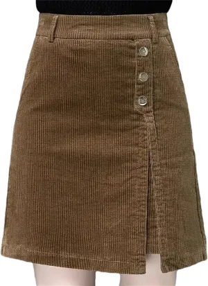 Women Corduroy Midi Skirt Long High Waisted A-Line Skirt Autumn and Winter Trend Versatile Short Skirt