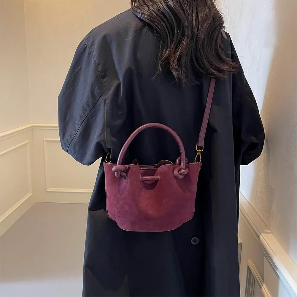 Women Crossbody Bags Shoulder Bag Solid Color PU Leather Lady Handbags Purses Fashion Versatile Bucket Bag Single Sh