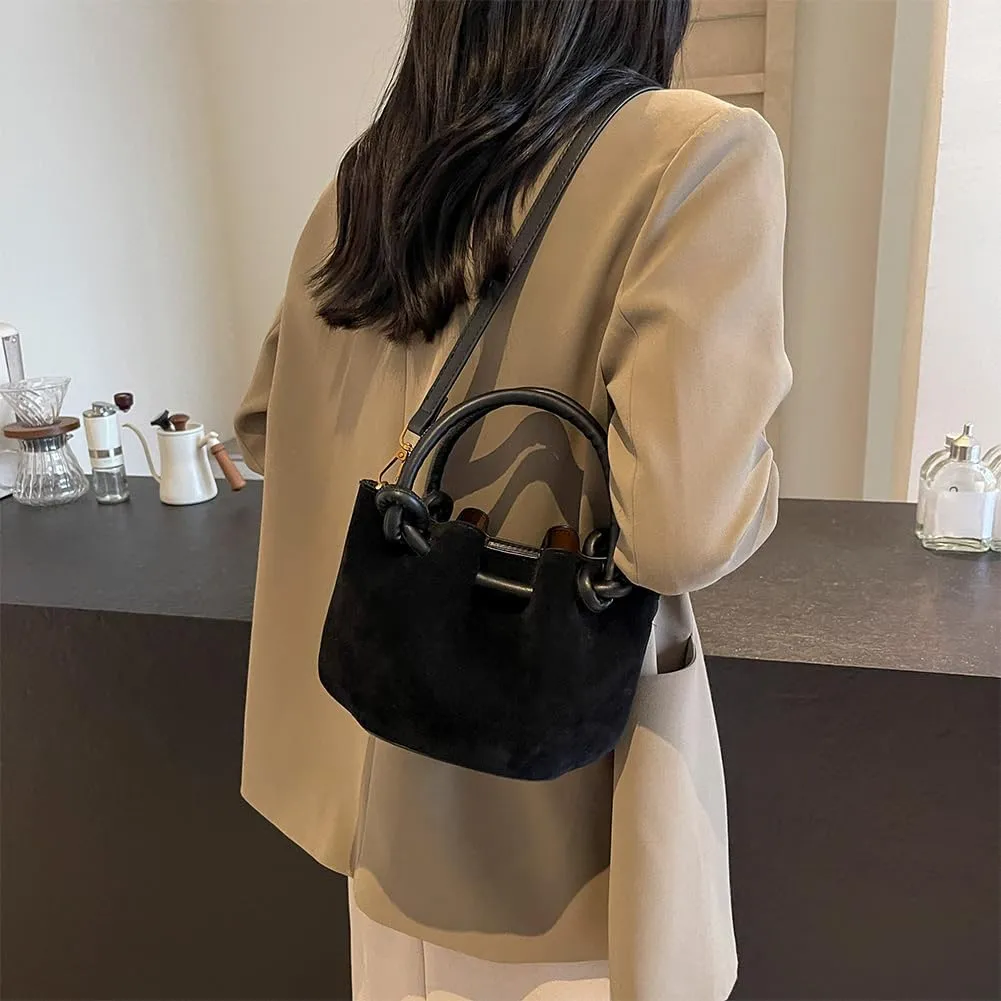 Women Crossbody Bags Shoulder Bag Solid Color PU Leather Lady Handbags Purses Fashion Versatile Bucket Bag Single Sh
