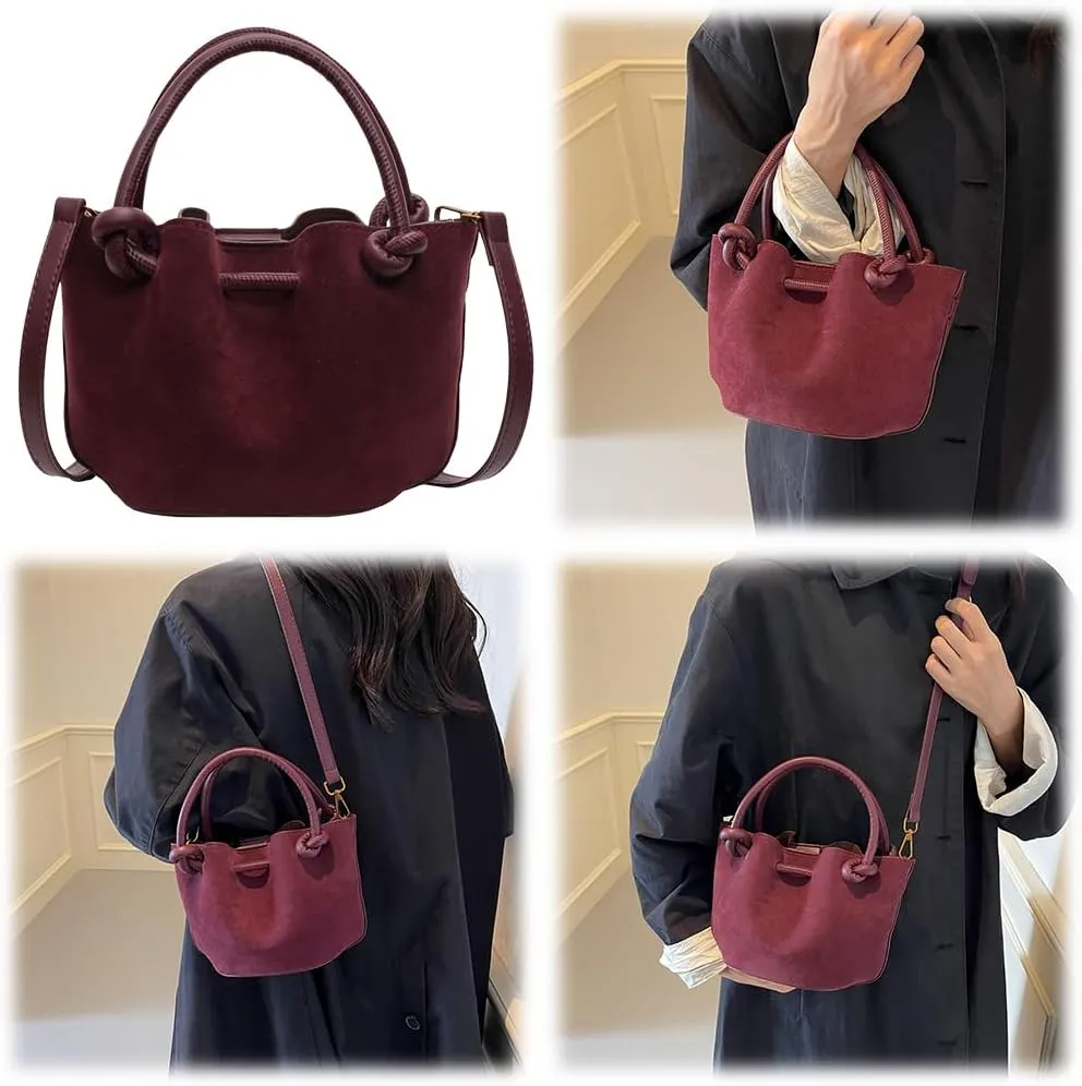 Women Crossbody Bags Shoulder Bag Solid Color PU Leather Lady Handbags Purses Fashion Versatile Bucket Bag Single Sh