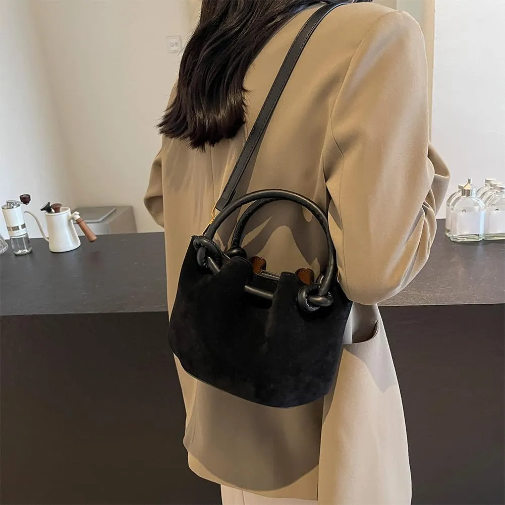 Women Crossbody Bags Shoulder Bag Solid Color PU Leather Lady Handbags Purses Fashion Versatile Bucket Bag Single Sh