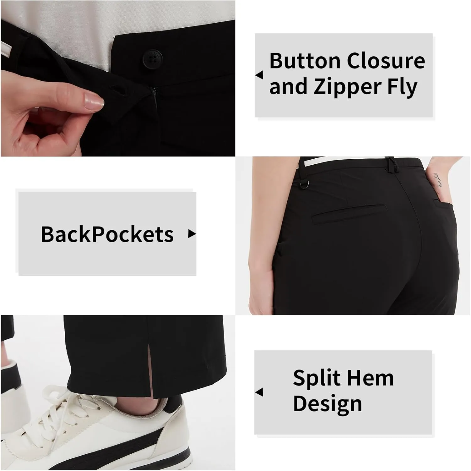 Women Golf Pants with Pockets Spring Summer 4-Way Stretch Lightweight Quick Dry Casual Pants Athletic UPF 50 