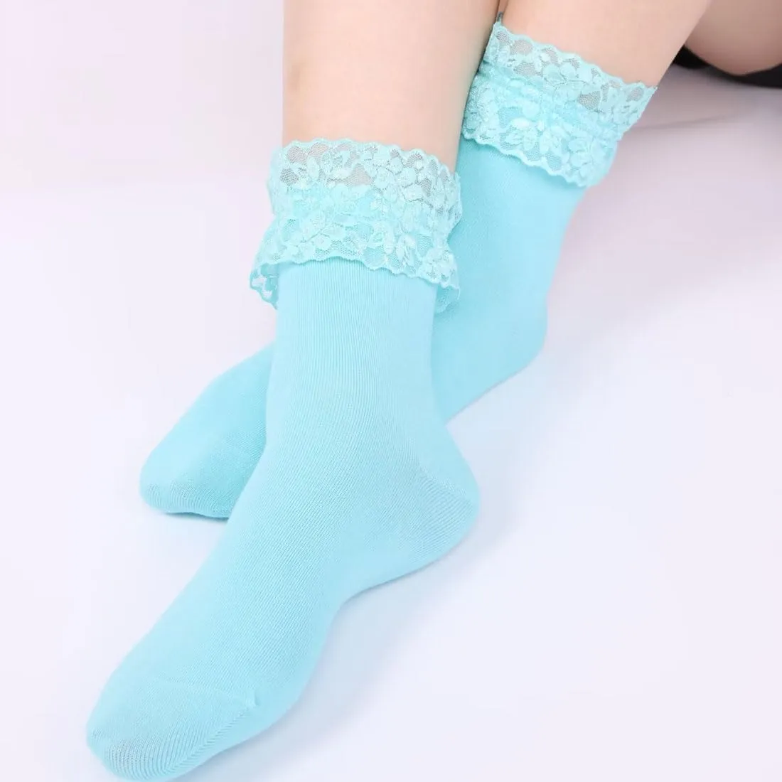 Women Lace Ruffle Socks Fashion Fancy Lovely Girl Socks 3 Pairs