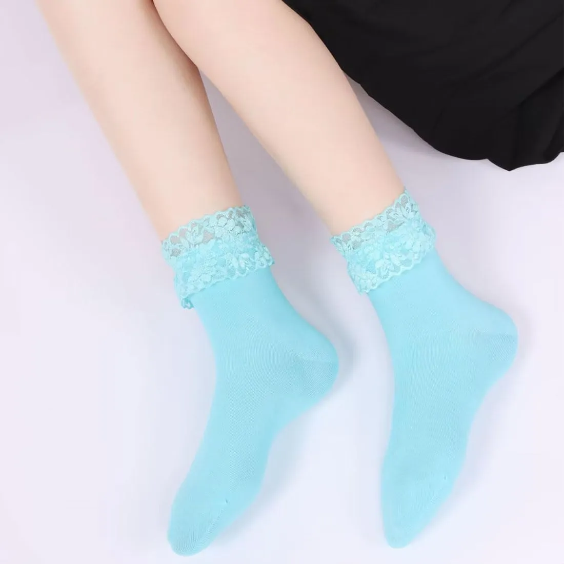 Women Lace Ruffle Socks Fashion Fancy Lovely Girl Socks 3 Pairs