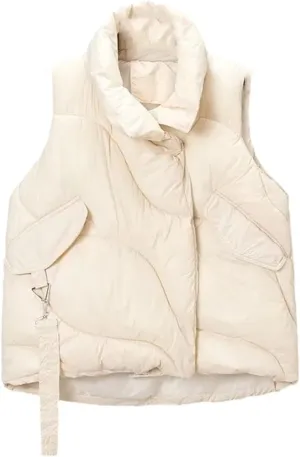 Women Puffer Vest Thicken Loose Warm Cotton Padded Waistcoat Winter Sleeveless Jacket Vests