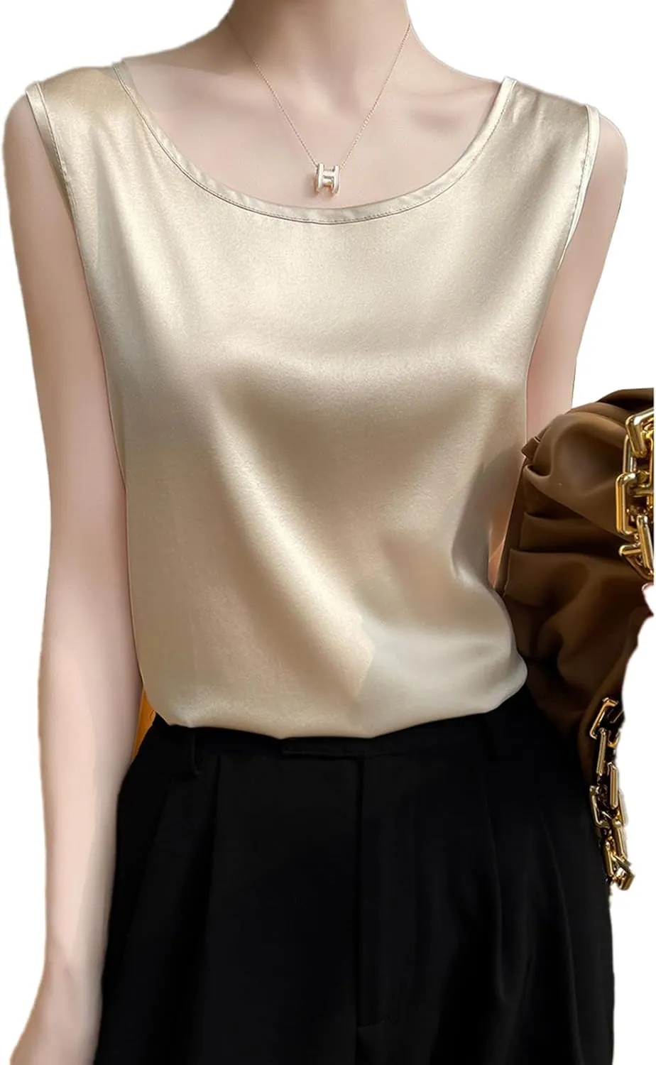 Women Silk Satin Tank Tops Summer Sleeveless Basic Camisole
