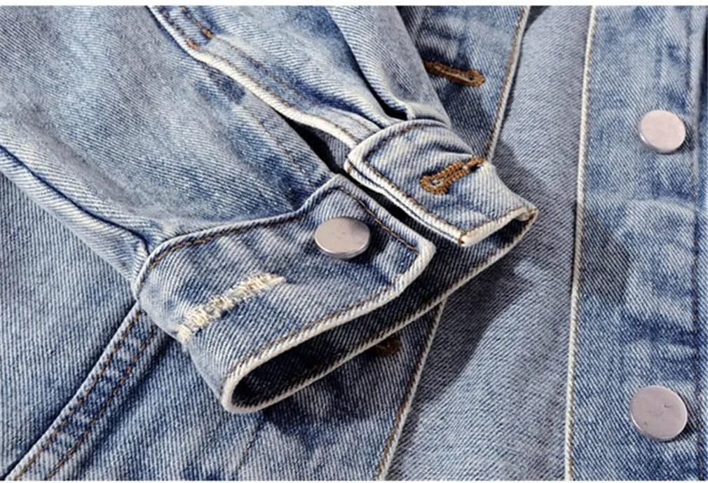 Women Spring Autumn Handmade Diamond Denim Jacket Women Coat Harajuku Short Jeans Jacket Loose Casual Outerwear