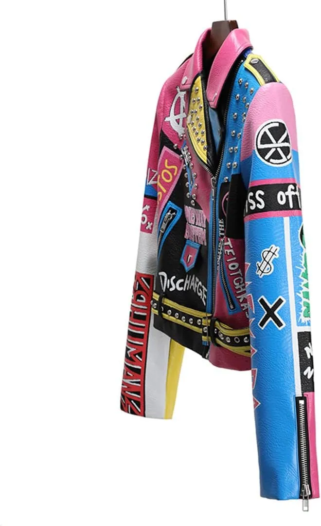 Women Spring PU Leather Jacket Motorcycle Leather Jacket Short All-Match Retro Leather Jacket