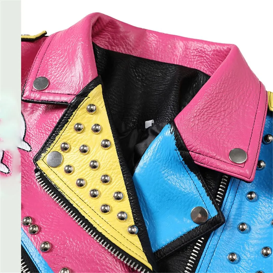 Women Spring PU Leather Jacket Motorcycle Leather Jacket Short All-Match Retro Leather Jacket