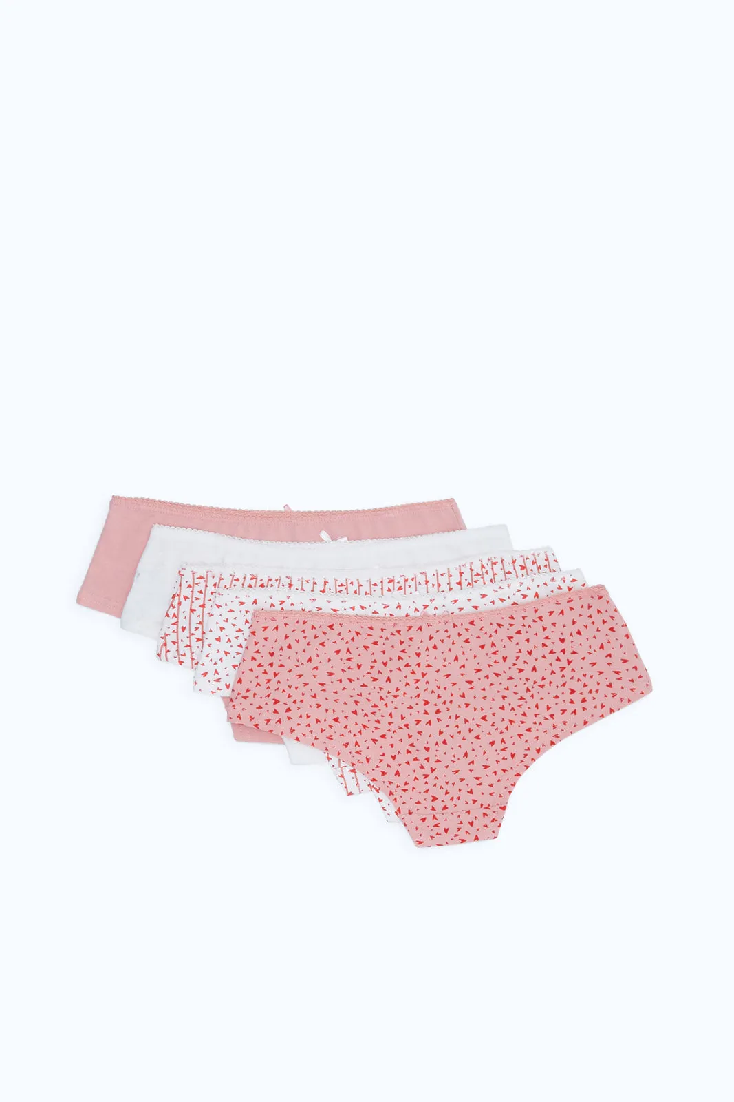 Women White And Pink Boyleg Briefs Set (Pack of 5)