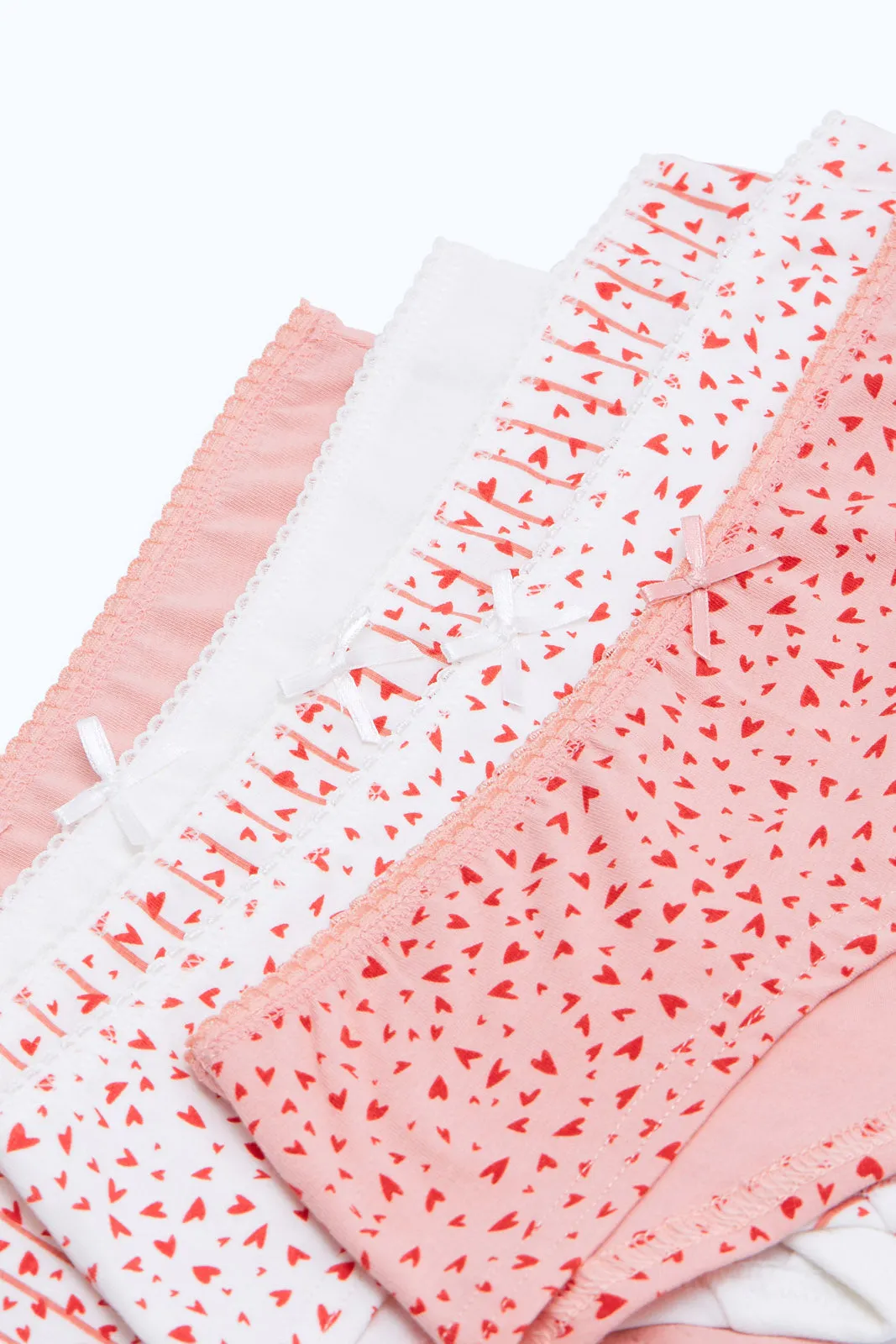 Women White And Pink Boyleg Briefs Set (Pack of 5)