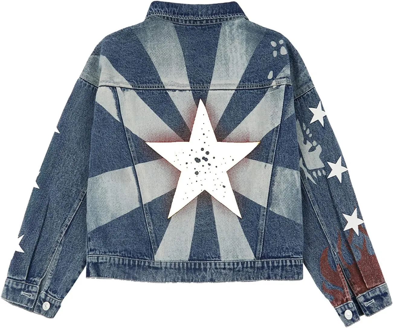 Womens America Girls Halloween Denim Coat Jacket Outfits Women Cosplay Casual Lapel Outerwear Costume