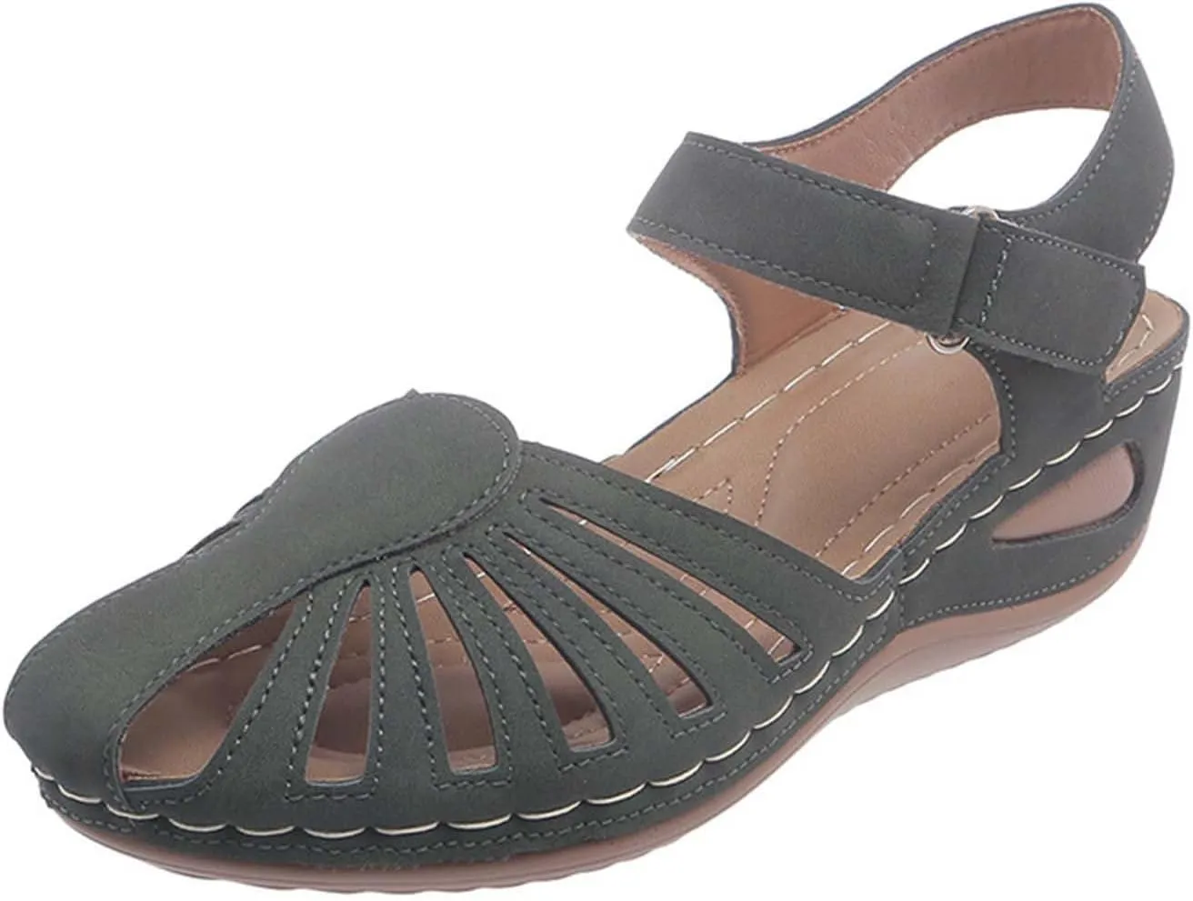 Women's Arch-Support Orthopedic Sandals Closed Toe Hollow Out Strap Ankle Trending Comfort Sandal Shoes for Vacation