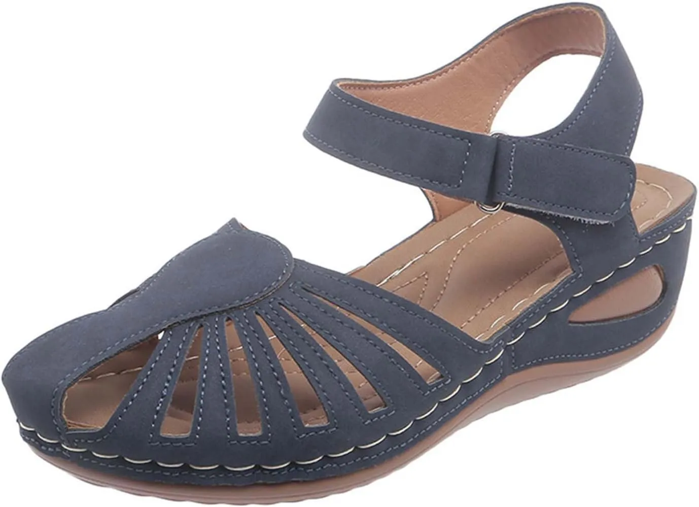 Women's Arch-Support Orthopedic Sandals Closed Toe Hollow Out Strap Ankle Trending Comfort Sandal Shoes for Vacation