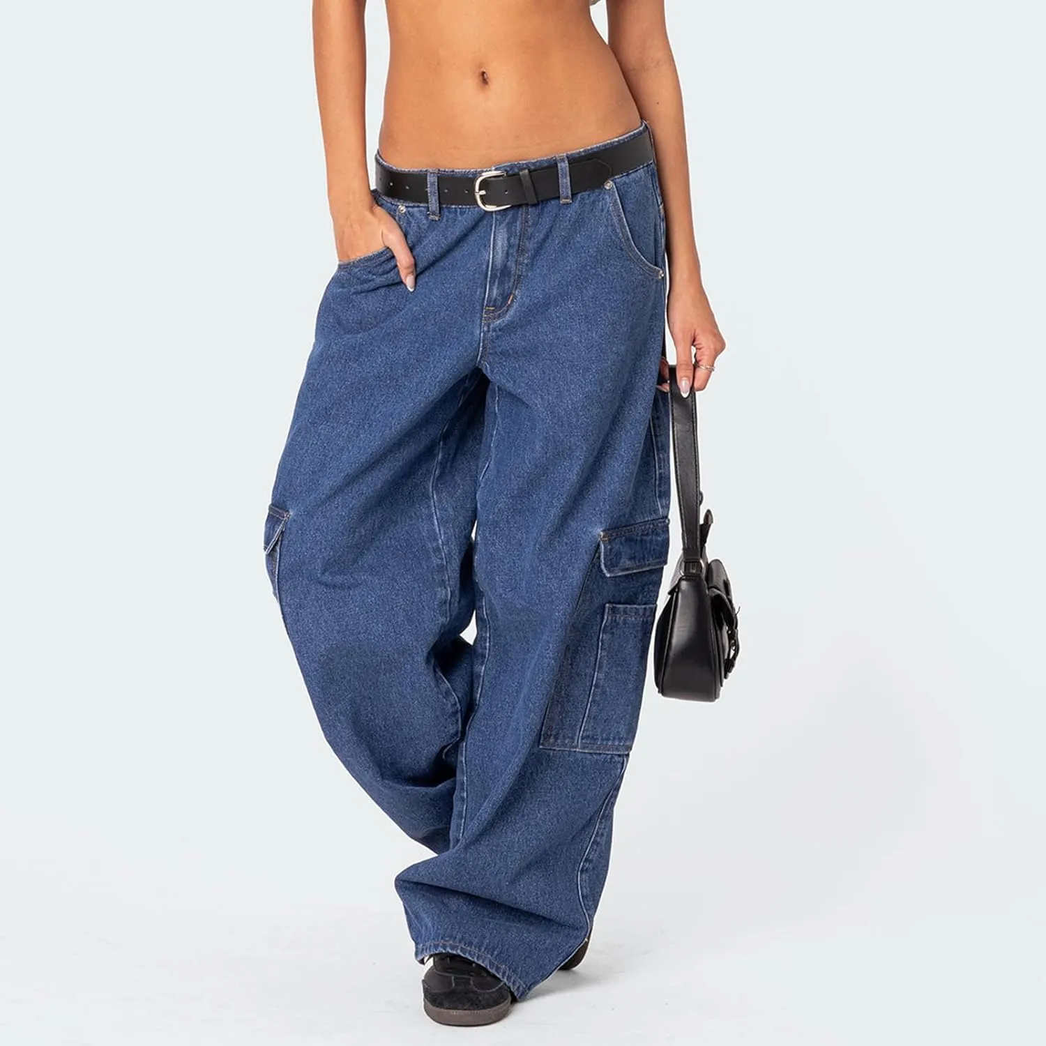 Women's Baggy Denim Pants Casual Low Rise Wide Leg Boyfriend Jeans Vintage Loose Straight Leg Jeans Y2K Streetwear