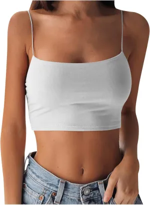 Women's Basic Spaghetti Strap Crop Top Camisole Strappy Y2k Sleeveless Tube Sexy Cami Shirts Tank Tops Y2K Clothes