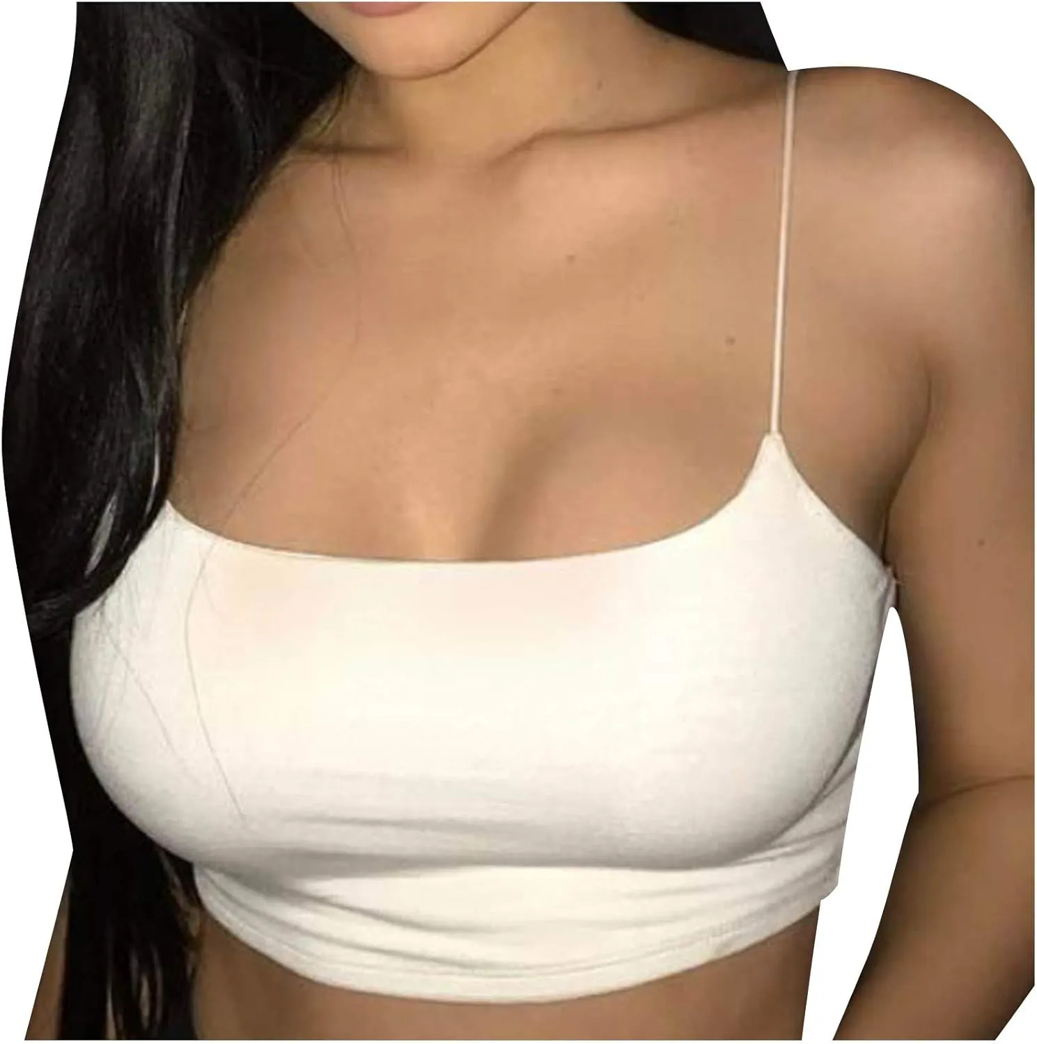 Women's Basic Spaghetti Strap Crop Top Camisole Strappy Y2k Sleeveless Tube Sexy Cami Shirts Tank Tops Y2K Clothes