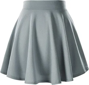Women's Basic Versatile Stretchy Flared Casual Mini Skater Skirt Pleated Vintage A-Line 2025 Summer Swing Skirts