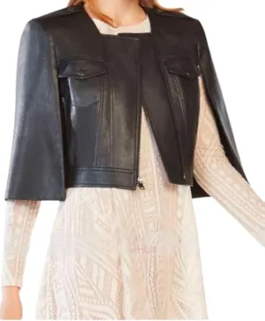 Womens Belted Brando Leather Jacket - Split Sleeves Biker Leather Jacket  Womens Cafe Racer Leather Jacket