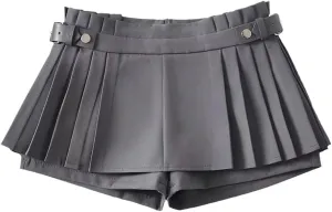 Women's Black Mini Skirt High Waist Pleated Skirt White Mini Skirt Kawaii