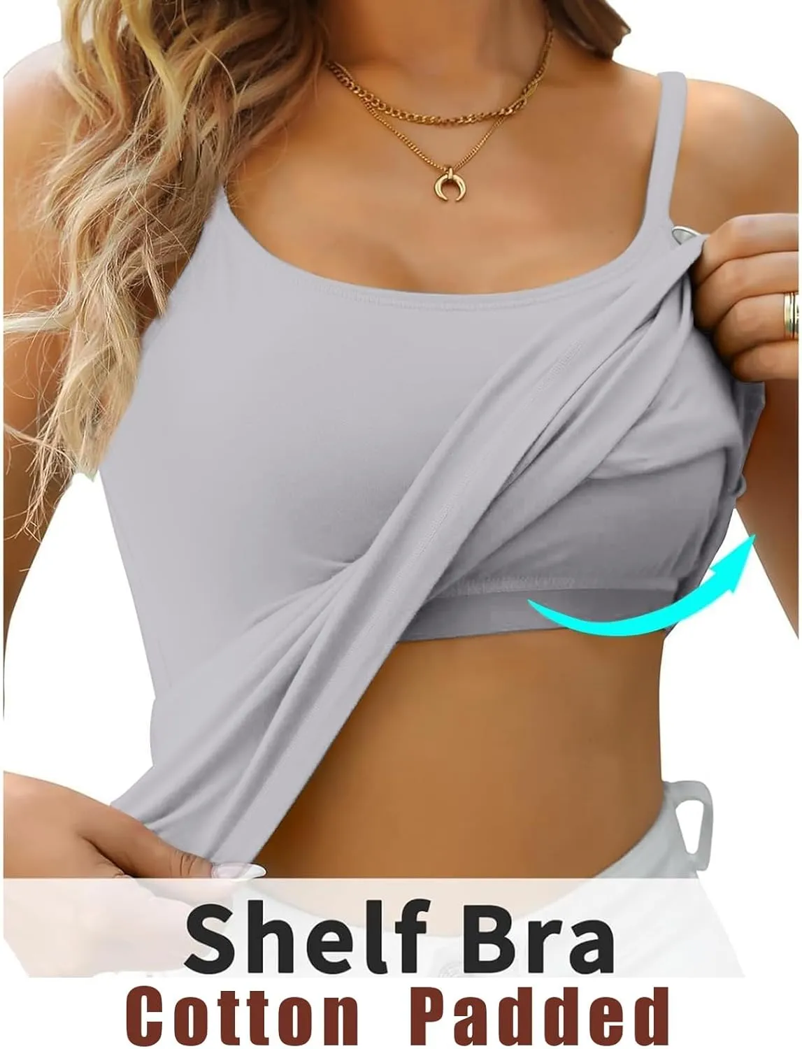 Women's Bra Camisole Tops Adjustable Spaghetti Strap Cami Tank Yoga Sports T-Shirts Athletic Outside with Chest Pad