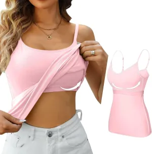 Women's Bra Camisole Tops Adjustable Spaghetti Strap Cami Tank Yoga Sports T-Shirts Athletic Outside with Chest Pad