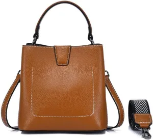 Women's Bucket Bag Handbag Shoulder Crossbody Bag Top Layer Cowhide Leather Chic Stylish Versatile Elegant Luxury