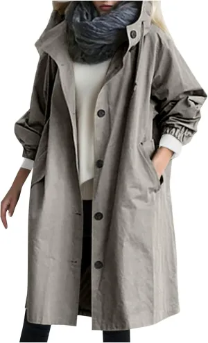 Women's Casual Mid Length Trench Coat Belted Waist Long Sleeve Outerwear Womens Windbreaker Nylon Pants