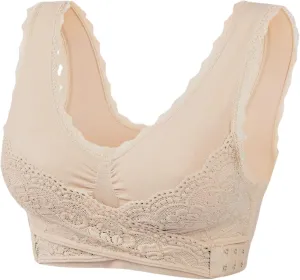 Womens Comfy Corset Bra Front Cross Side Buckle Lace Bras Lightweight No Underwire Full Coverage Sports Bras 2025