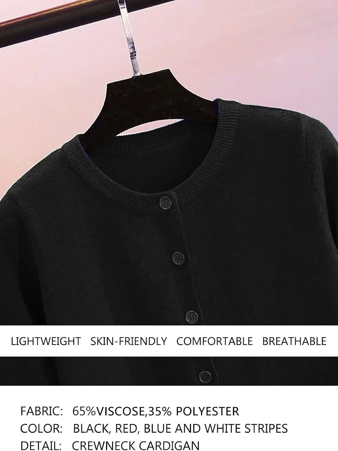 Women's Crew Neck Button Down Long Sleeve Cardigan Sweater