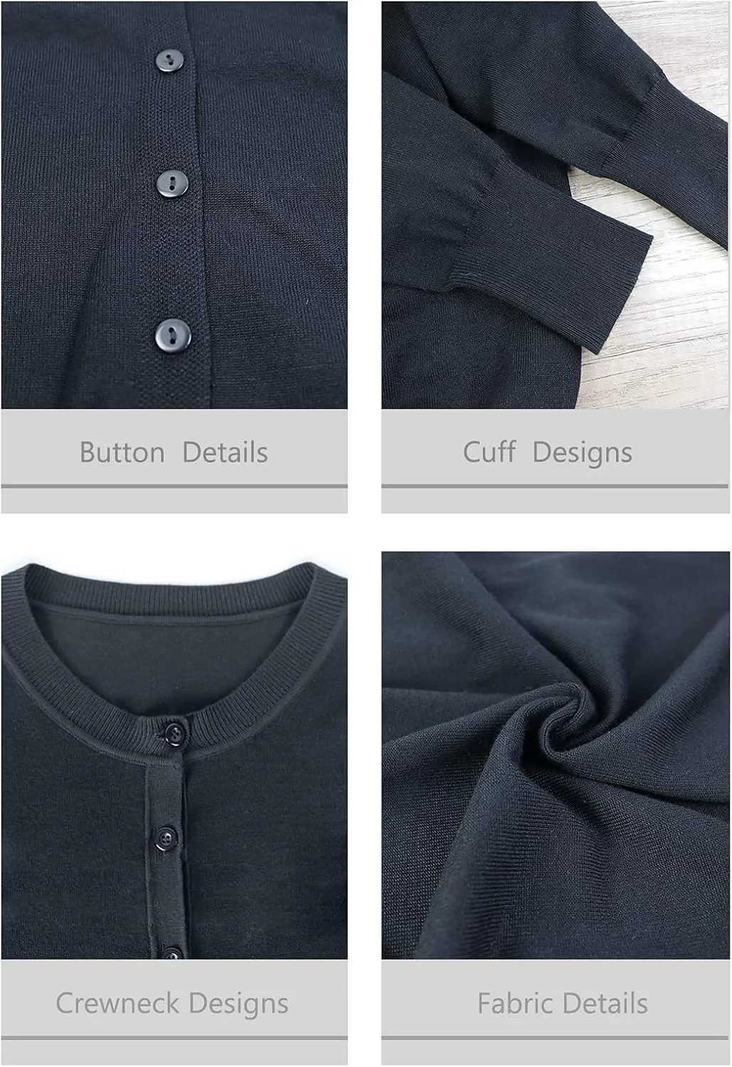 Women's Crew Neck Button Down Long Sleeve Cardigan Sweater