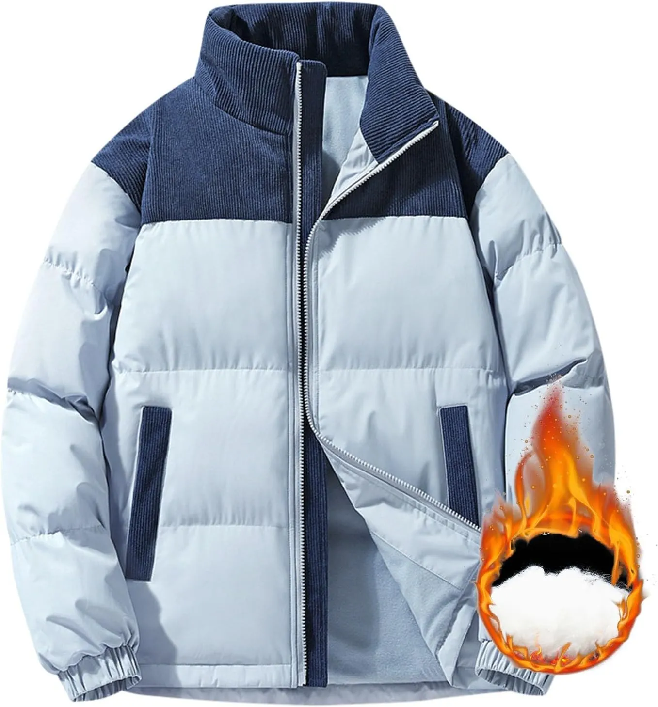 Women's Crop Puffer Jacket Trendy Zip Up Quilted Short Winter Coat Thickened Down Jackets Parkas with Pockets Outwear
