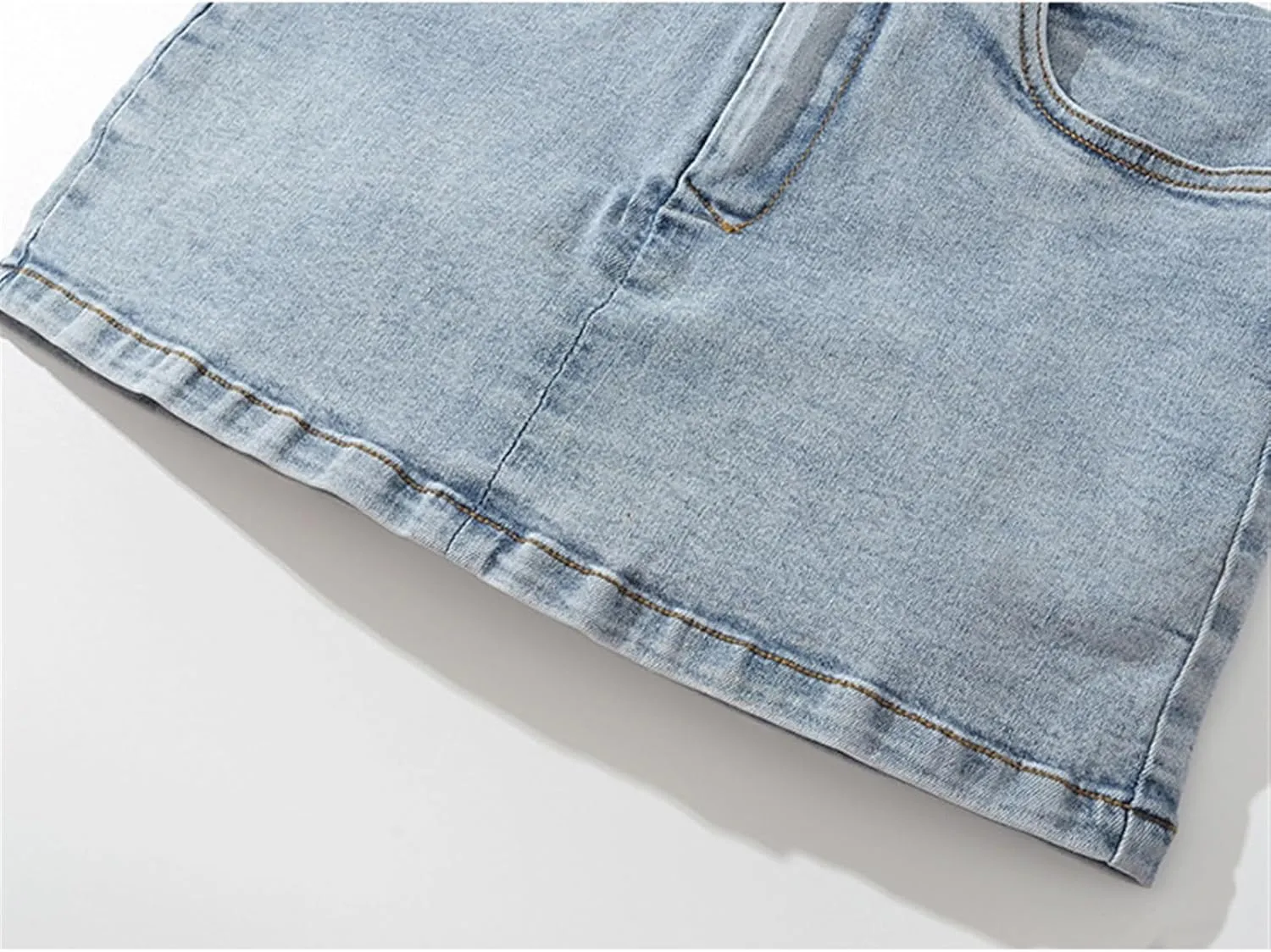 Women's Denim Mini Skort High Waisted Stretch Casual Jean Skirt Pockets