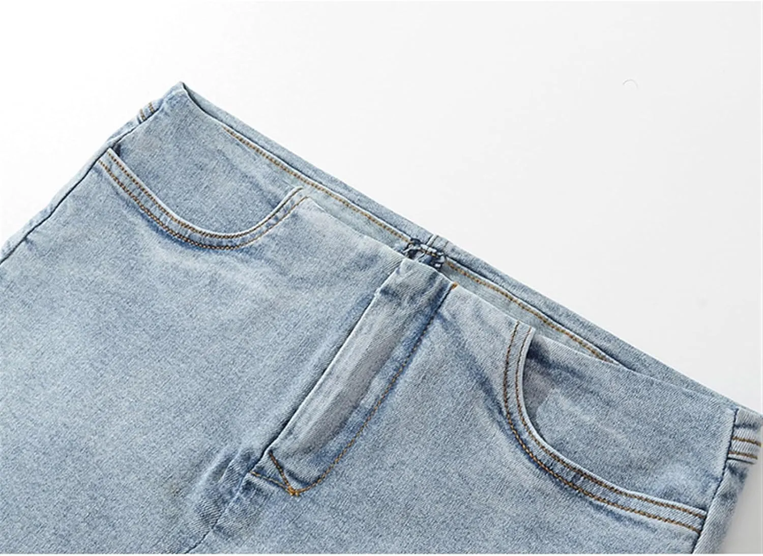 Women's Denim Mini Skort High Waisted Stretch Casual Jean Skirt Pockets