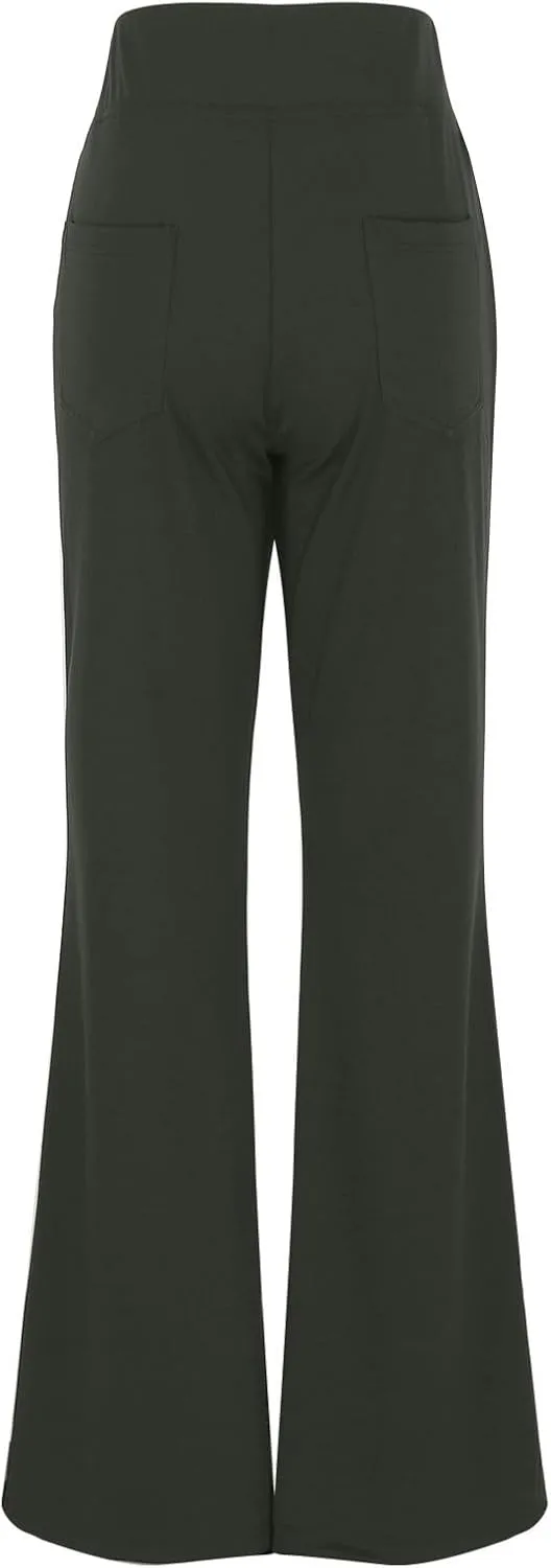 Womens Dress Pants Casual Stretchy High Waist Bell-Bottoms Slacks Business High Waist Bootcut Trousers with Pockets