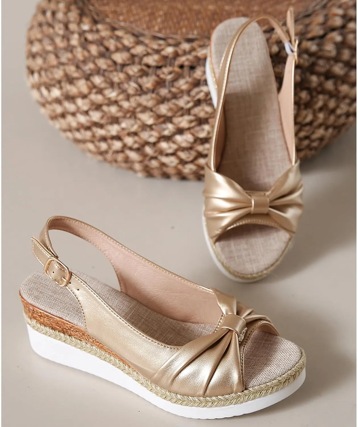 Womens Dress Sandals Plus Size Ankle Strap Buckle Black Sandal Wedge Casual Arch Support Comfortable Summer Shoes