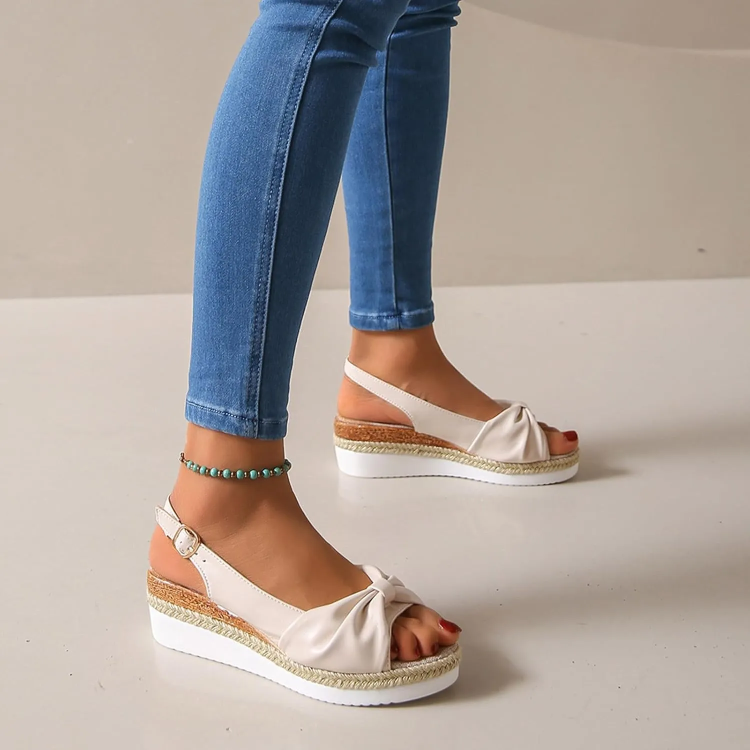 Womens Dress Sandals Plus Size Ankle Strap Buckle Black Sandal Wedge Casual Arch Support Comfortable Summer Shoes
