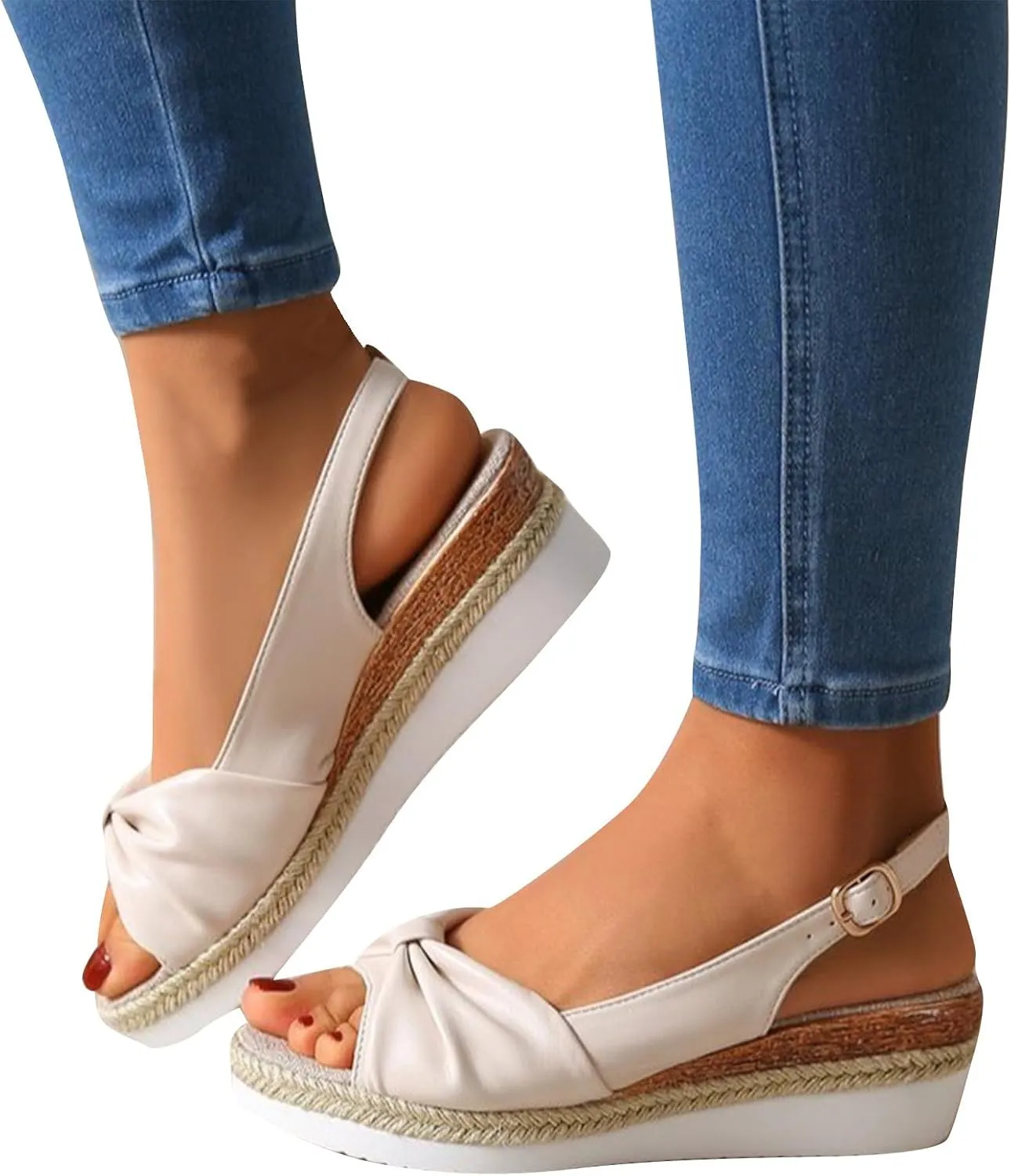 Womens Dress Sandals Plus Size Ankle Strap Buckle Black Sandal Wedge Casual Arch Support Comfortable Summer Shoes