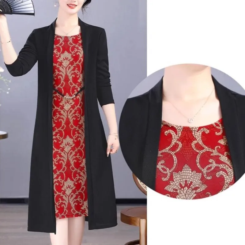Women's Elegant Patchwork Fake 2-Piece Dress