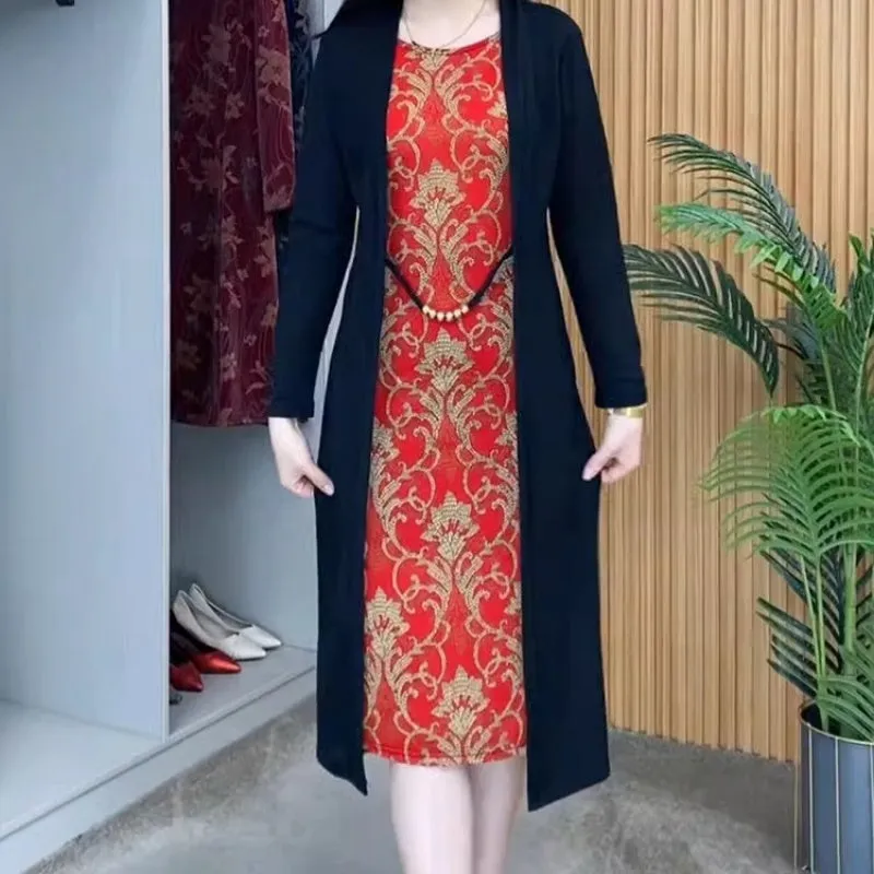 Women's Elegant Patchwork Fake 2-Piece Dress